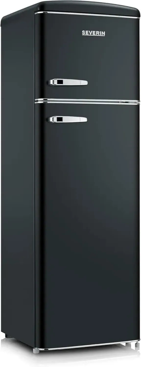 Réfrigérateur congélateur double porte vintage 246 L, large 55 cm, noir mat, SEVERIN