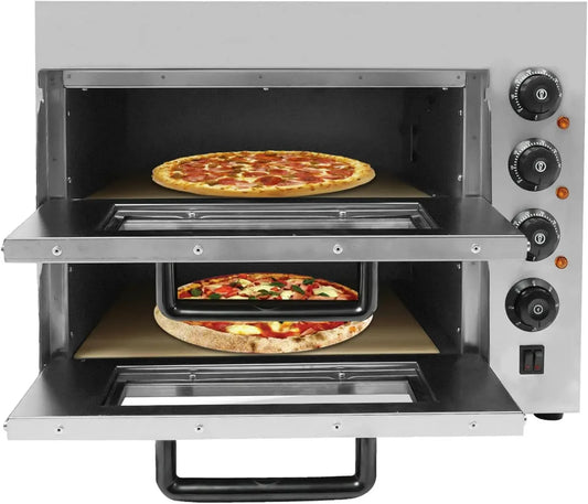 Mini Four à Pizza Électrique 3000W, Double Couche, Température Réglable 50-350°C, Idéal pour Restauration