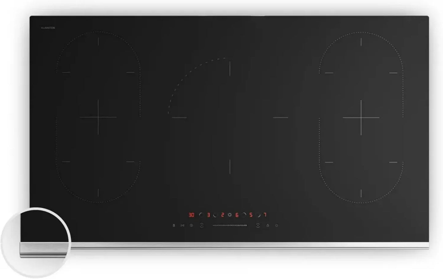 Plaque à Induction 5 Zones Klarstein, 12200W avec Boost, Commande Tactile, Minuterie, Sécurité Enfant, Verre Noir 90cm