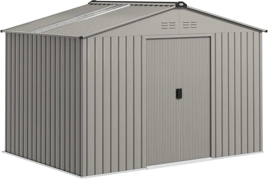 Abri de Jardin XXL en Acier Galvanisé avec Portes Coulissantes et Aérations