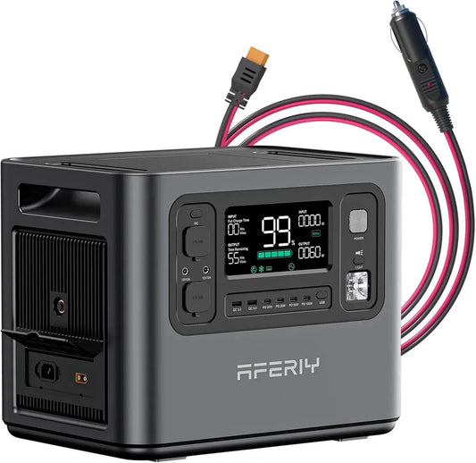 Générateur Électrique Portable AFERIY 2400W, 2048Wh, 13 Sorties, Recharge Rapide 1.5h, 4000 Cycles, Garantie 7 Ans, Silencieux pour Camping, Voyage, Jardin